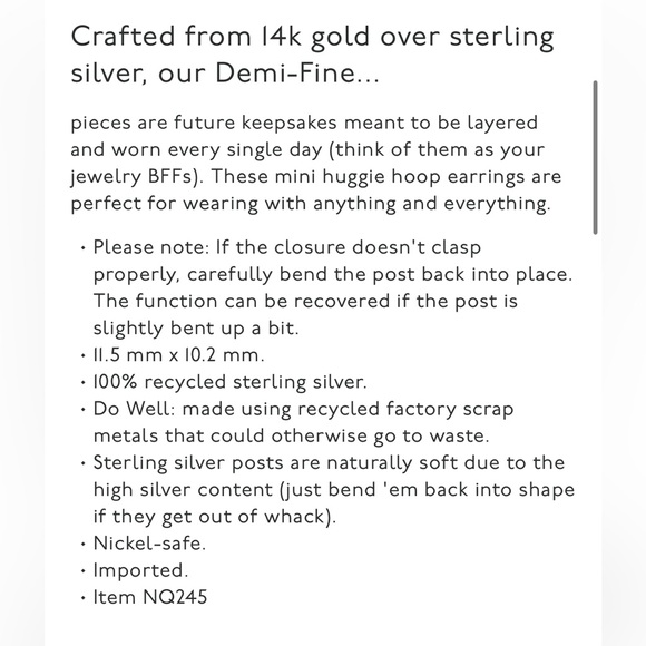 Madewell • NWT • Demi-Fine Mini Huggie Hoop Earrings - Picture 6 of 6
